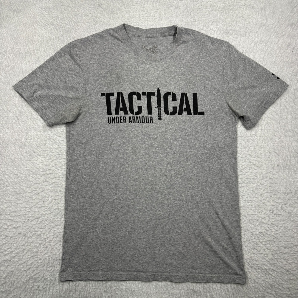 Under Armour Tactical USA T-Shirt Gray Short Sleeve Heat Gear Men's Size Small